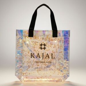 BUNDLE 2 Kajal Perfume Paris Iridescent Tote Bags Silver Reflective